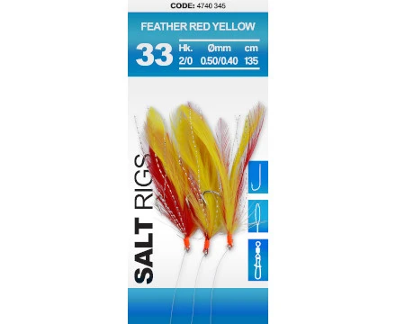 Spro Salt Rig 33 Feather #2/0 Red Yellow 6 Haken 4 Spro Salt Rig 33 Feather #2/0 Red Yellow 6 Haken - Afbeelding 2