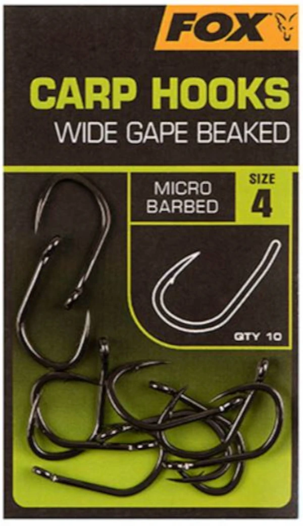 Fox Carp Hooks Wide Gape Beaked #6 3 Fox Carp Hooks Wide Gape Beaked #6