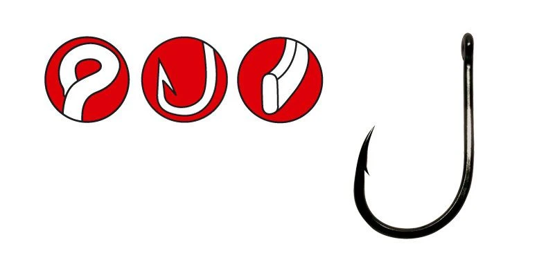 Gamakatsu Powercarp Eyed Hooks NS Black (10pcs) Size 14 4 Gamakatsu Powercarp Eyed Hooks NS Black (10pcs) Size 14 - Afbeelding 2